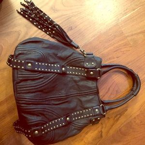 Botkier black leather studded handbag